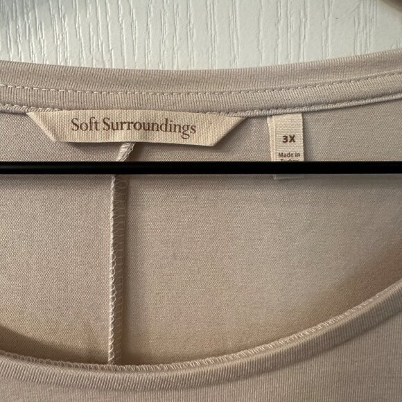 Soft Surroundings | 3X Long Sleeve Tunic Top SCM20 Stretch Sheer Trim Minimalist - Picture 5 of 9